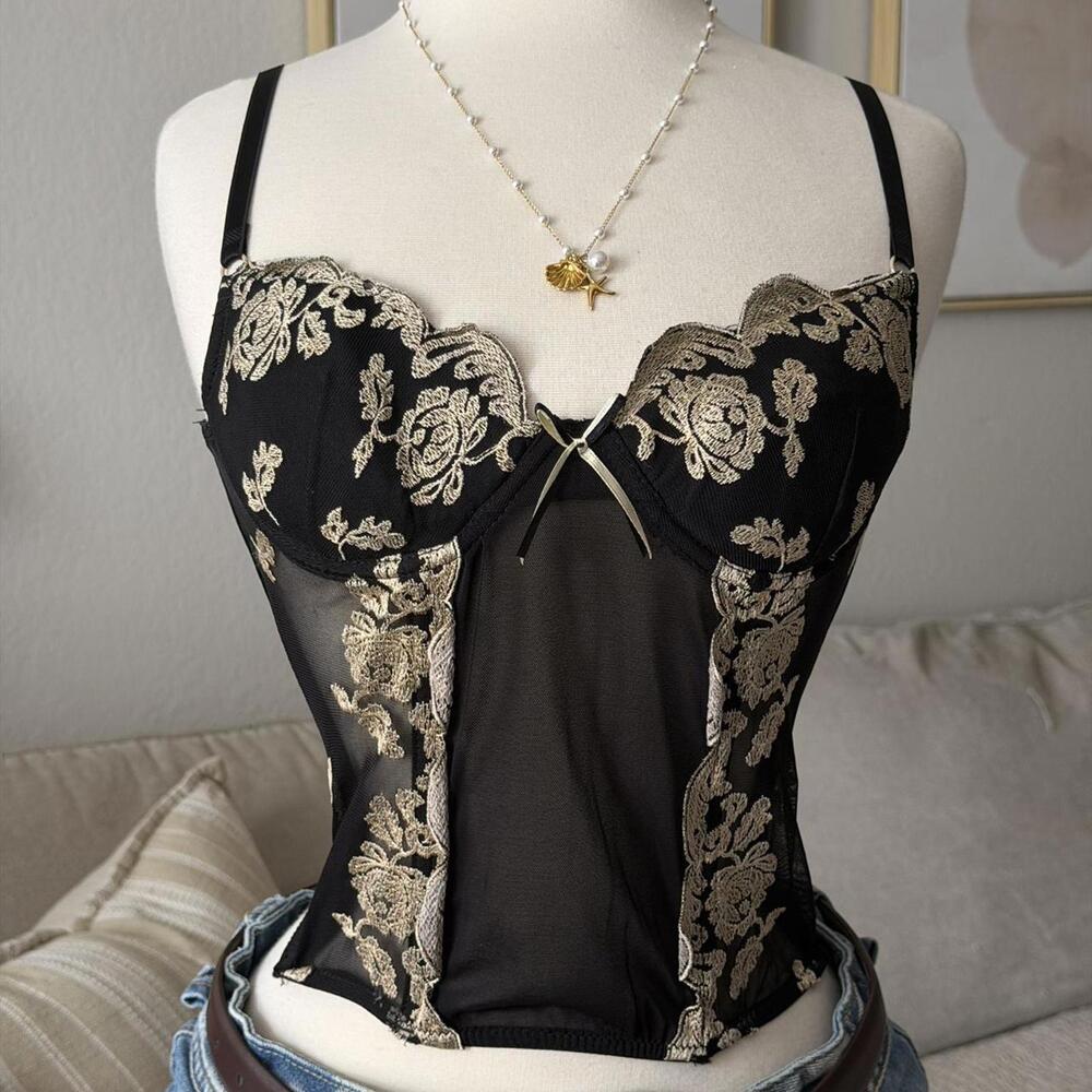 Black Lace Mesh Corset Top (Jennyfer Paris) - Picture 3 of 5